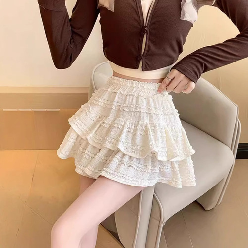 Spring Japanese sweet ballet style soft girl lace cake skirt for women design niche puff short skirt