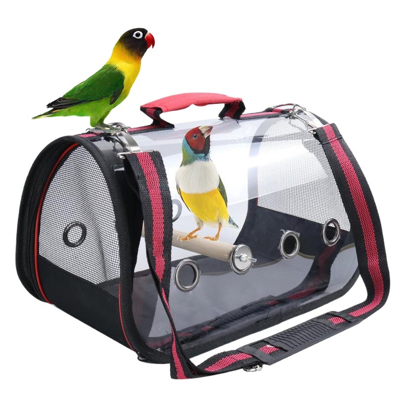 Suministros para mascotas pequeñas Amazon nueva jaula de pájaro grande con soporte de madera palo loro bolsa de salida transparente pequeña bolsa de salida para mascotas image 1