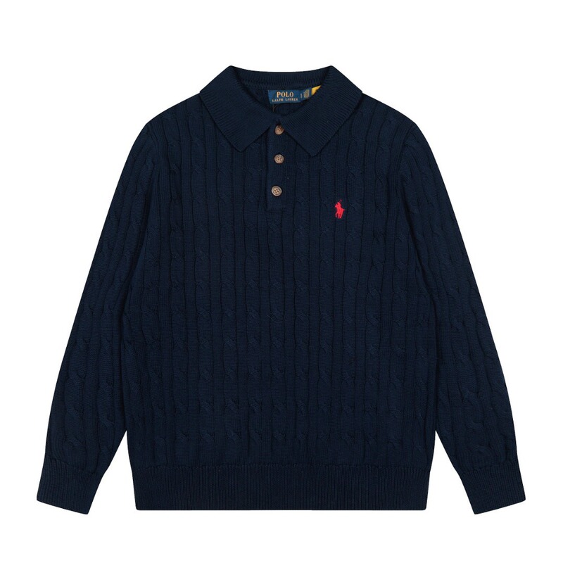 Foreign trade cross-border RL in-stock autumn and winter solid color knitted polo sweater with pony embroidery for men and women Foreign trade cross-border RL in-stock autumn and winter solid color knitted polo sweater with pony embroidery for men and women