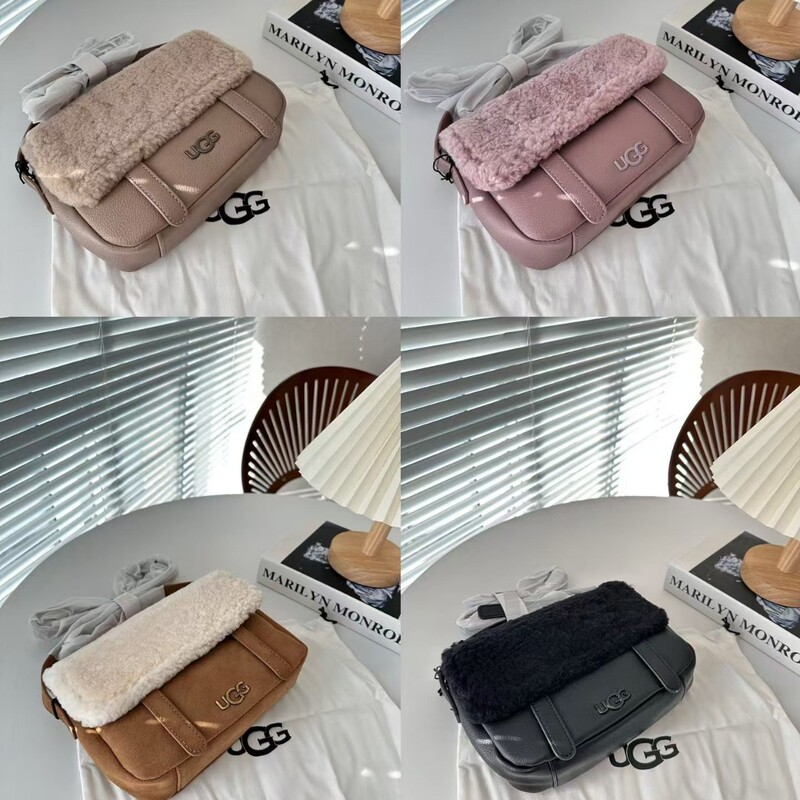 2024 Autumn and Winter New Fashion Furry Bag Ugg Messenger Bag Lamb Wool Bag Small Square Bag Single Shoulder Crossbody Women's Bag