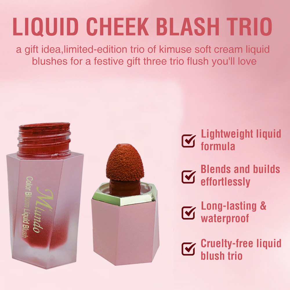 Líquido de rubor de color Mlundo6 transfronterizo, fácil de colorear y colorear, fabricante de maquillaje líquido de rubor natural al por mayor