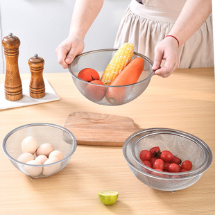 Cross-Border Stainless Steel Thickened Vegetable Washing Basin with Draining Basket for Home Kitchen Rice Washing Tool, Vegetable Washing Basin, Rice Washing Sieve, Rice Washing Basin