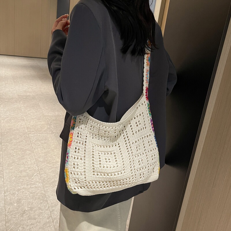 South Korea Dongdaemun Fashion Knitted Bag Bohemian Style Woven Bag Crossbody Bag Shoulder Bag Hook Bag Women's Bag
