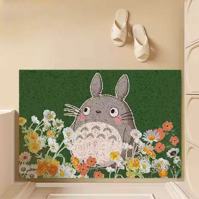 Totoro Silk Loop Floor Avtomobil döşəmə paspasları - big-chinchilla-and-flowers-4060cm-silk-circle