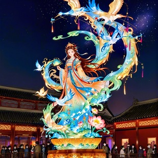 2026国潮大型节日女神花灯制作户外灯光造型彩灯仙女花灯会灯展-阿里巴巴