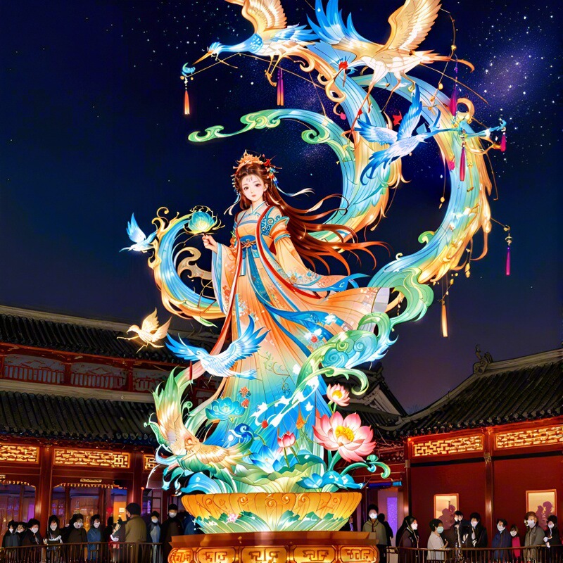 2026 National Trend Large Festival Goddess Lanterns Outdoor Lighting Decorations Fairy Lanterns Lantern Festival Exhibition