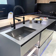 304不锈钢5mm橱柜实心台面定制客厅吧台餐桌水槽一体家用桌面定做