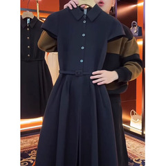デザイン原稿、ハイエンド、シックでスリムなヘップバーンスタイルの女性用ドレス、2025秋の新しい女性用多用途ロングスカート