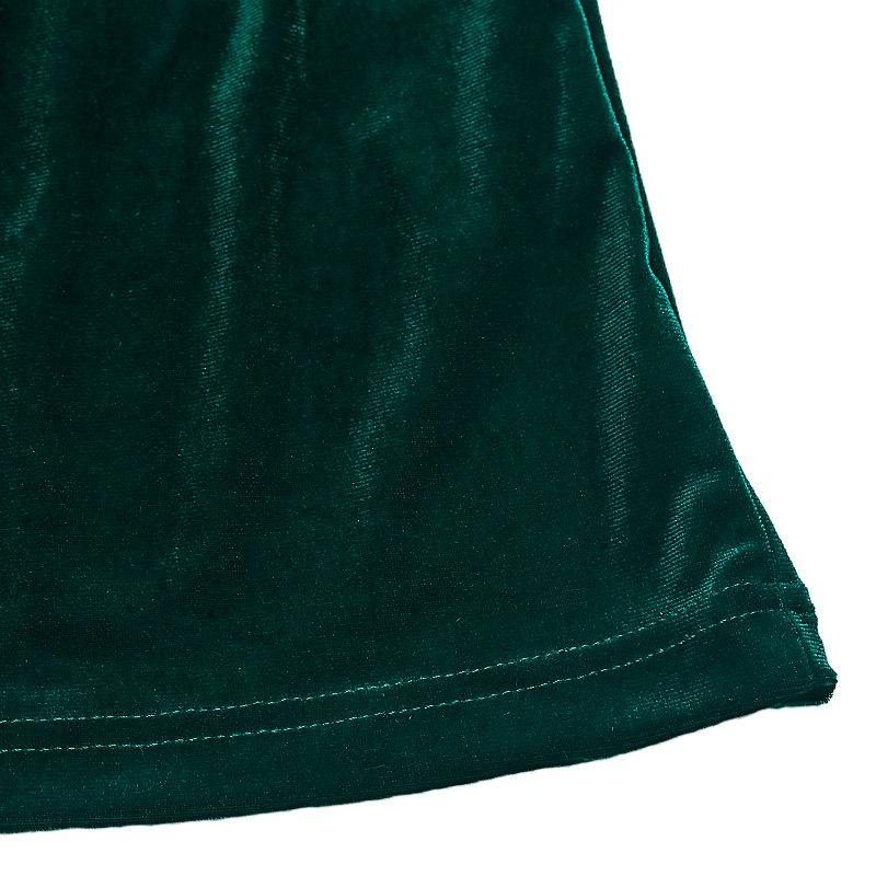 Vestido feminino de veludo em linha A – Vestido elegante retrô com manga curta e decote em V (mangas lanterna esvoaçantes, cintura alta, tecido de veludo macio)_voghion.com