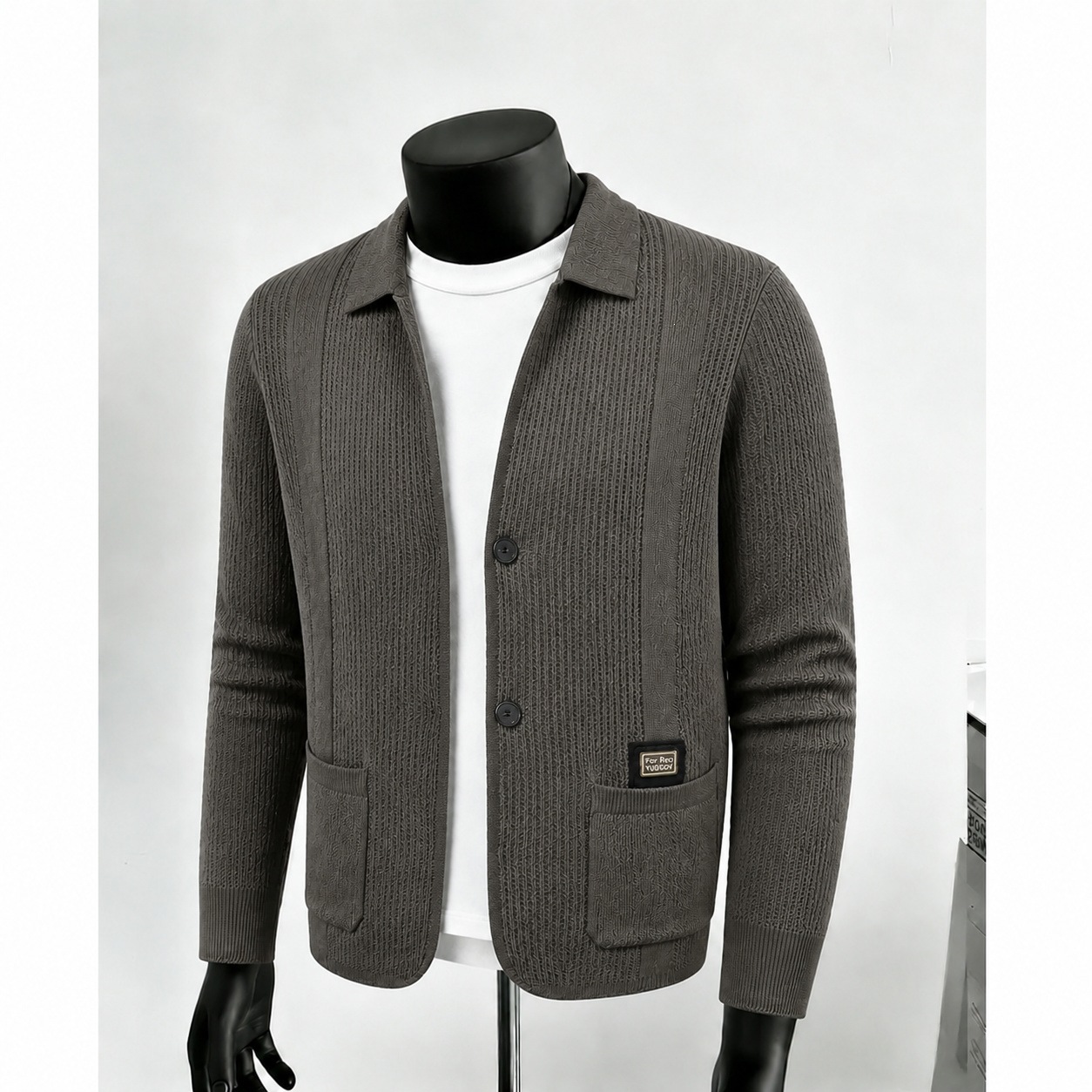 2026 Autumn Knitted Cardigan Sweater for Men, Spring and Autumn Business Casual Men's Lapel Base Shirt Jacket Polo Shirt