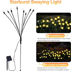 New 4-in-1 Swing Solar Starburst Firefly Bee Light Outdoor Decor Garden Landscape Light