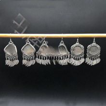 底托民族风耳空托壳银耳环耳饰镶绣片配件手工饰品苗新品贵州