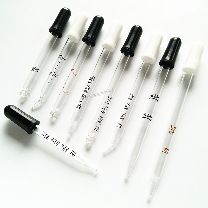 玻璃刻度滴管 1ML胶头滴管 直尖弯头圆头型实验精油移液吸量管