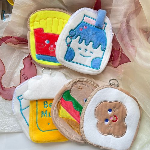 Round plush bag zipper girl back bar pendant storage bag children's coin purse cartoon creative bag LQB06