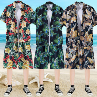 Shirt, summer thin set, beach trousers, Thailand, with short sleeve