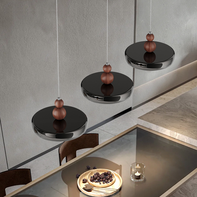 Araña de restaurante, decoración del hogar de grano de madera de estilo antiguo, lámpara de araña de tres cabezas, lámpara de comedor de alta gama simple y moderna