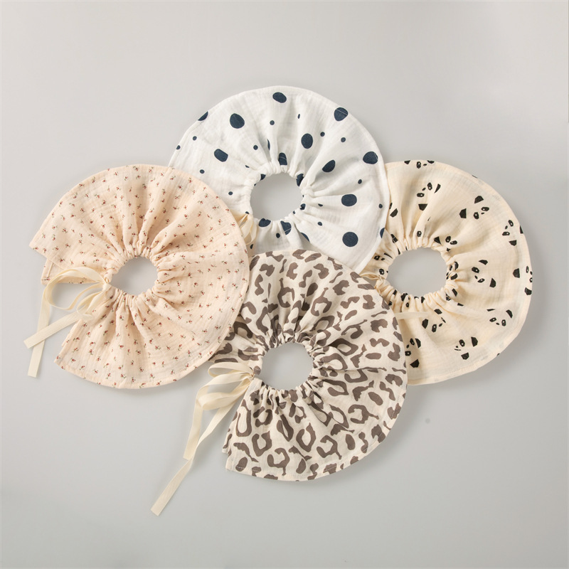 Tipo coreano A 360 grados con cordones babero bebé algodón gasa absorbente ajustable masculino y femenino bebé babero de encaje