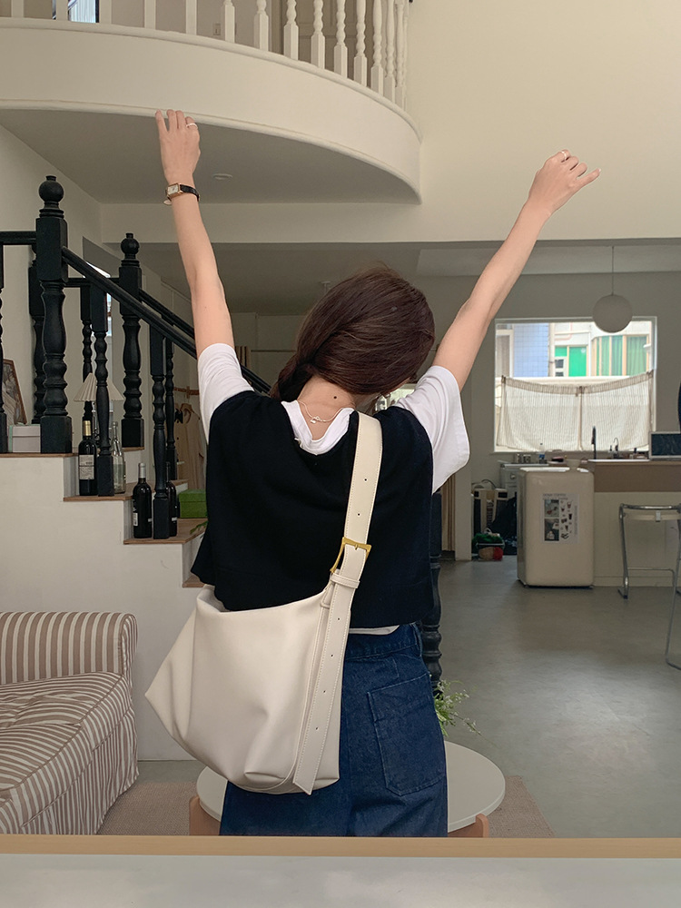 Korean Versatile Soft Collapse and Minimalist Style Single Shoulder Big 2024 New Women's Large Capacity Crossbody Bag_voghion.com