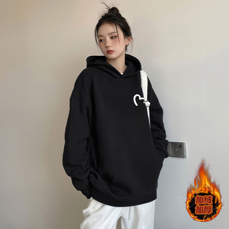 白灰色宽松连帽卫衣女2025新款秋冬季外套上衣极简高级感穿搭帽衫|undefined