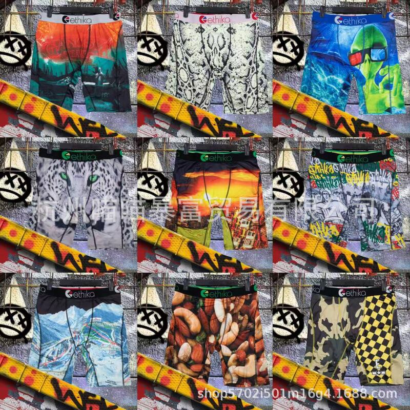 Ethika Men's Underwear European and American Popular American Fashion Trendy Sports Breathable Boxer Briefs Polyester Digital Printing