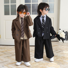 2024春秋新款男童西装套装韩版宽松休闲儿童小西服婚礼花童演讲服