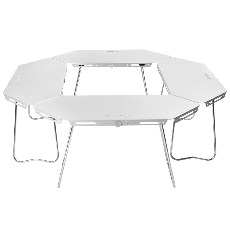 Homful Haofeng Mesa de fogata para barbacoa, combinación modular para acampar, mesa envolvente multifuncional de acero inoxidable, ocio al aire libre