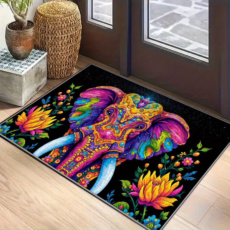 Cross-border best-selling American retro elephant diatomite bathroom absorbent floor mat, non-slip quick-dry mat for bathroom, available for dropshipping