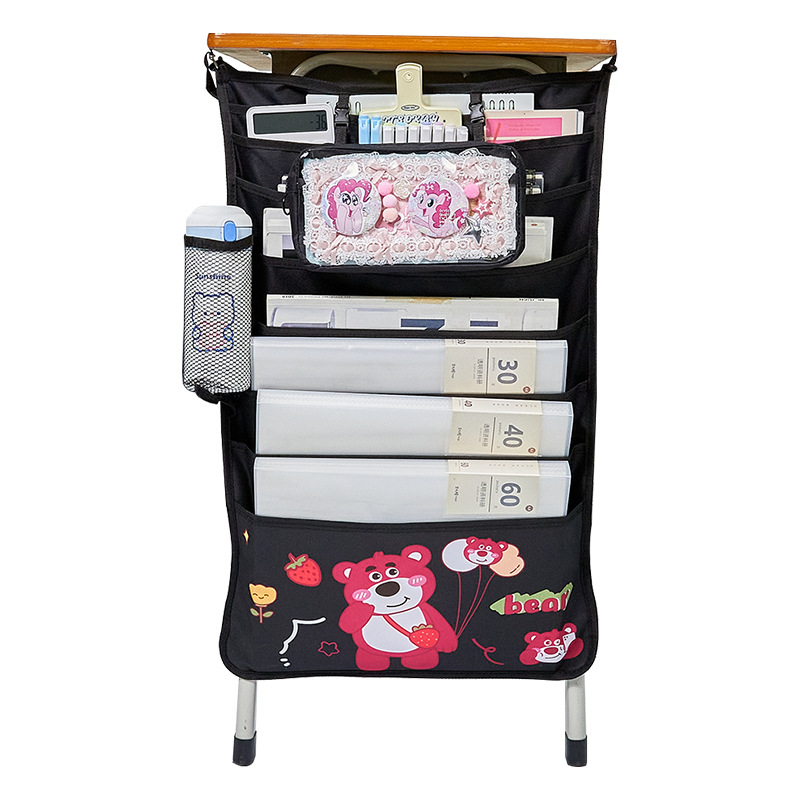 Strawberry Bear colgar bolsas de libros dolor bolsas de escuela secundaria gruesas de escritorio de gran capacidad artefactos de alta cara bolsa de almacenamiento de libros