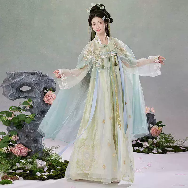 [Орхидея Весеннее пробуждение] Оригинальный женский плащ династии Хань, тяжелая вышивка, юбка, китайский стиль, стиль Тан, улучшенный весенне-летний стиль