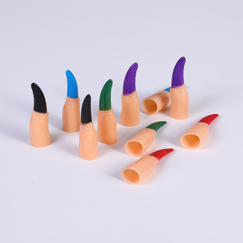 巫婆手指套彩色塑料假指甲万圣节派对化妆服饰道具肉色假手指