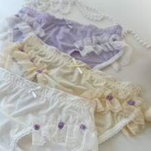 迷梦森林~原创新品凉感牛奶丝撞色蕾丝可爱甜美女内裤棉裆纯欲风