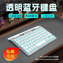 蓝牙键盘无线透明三模平板电脑外接键盘磁轴办公静音背光高颜值