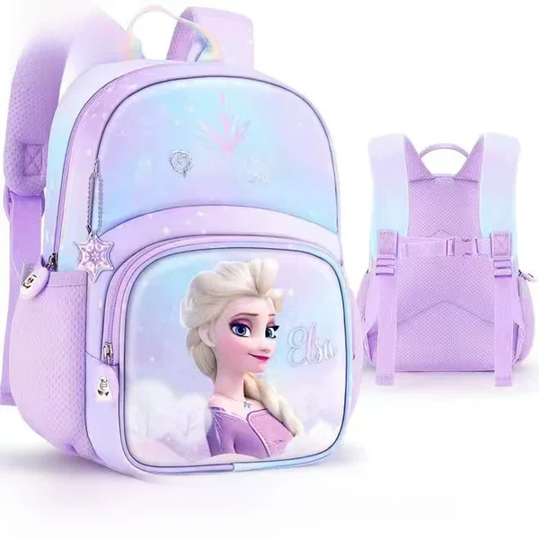 Disney Children's Kindergarten Backpack for Girls, Frozen Elsa Princess Cartoon, Suitable for 3-6 Year Old Girls