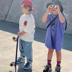 2024 Summer New Children's Parent-Child Co-branded Cotton Dress with Added Volume Casual Long Skirt