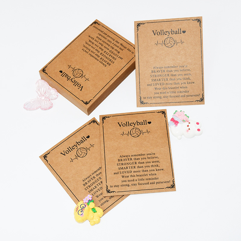 Cross-Border Hot Selling Volleyball Theme Inspirational Heart-Warming Text Cardboard Jewelry Jewelry Packaging Card Bracelet Bracelet Display Stand