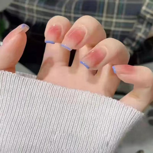 X184 fake nail stickers wear nail manicure finished nail patch nail patch blush blue edge blooming wear nail film gas