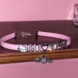 ‌ Dark Night Sweetheart Black Pink Bone Collar Female Millennium Hit Y2K Dopamine Collision Hot Girl Design Necklace