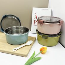 新款保温不锈钢饭盒微波炉加热碗带盖学生便当餐盒套装上班族热销