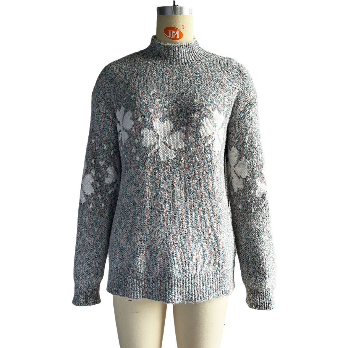 Торговля осень и зима Новый Рождественский свитер женский европейский и американский Повседневный торговый Женский полу-Высокий воротник Clover Cheney Knit