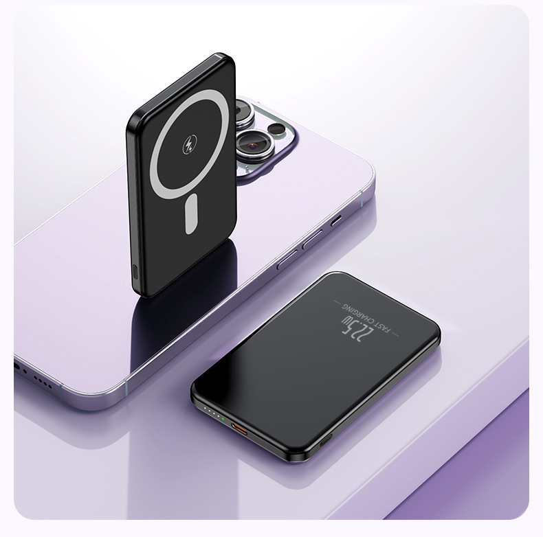 Ultra-Thin Magnetic Wireless Power Bank 10000mAh Magsafe Portable Charger For IPhone - Lightweight Aluminum Alloy, Mini Size, Perfect Gift_voghion.com