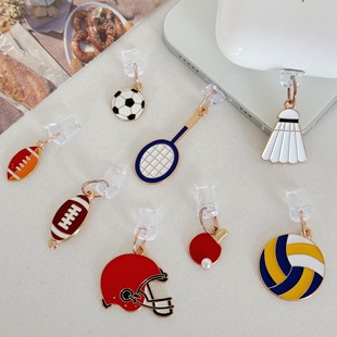 New Racket Phone Charm Dust Plug Crystal Rhinestone Pendant Suitable for iPhone Huawei Android