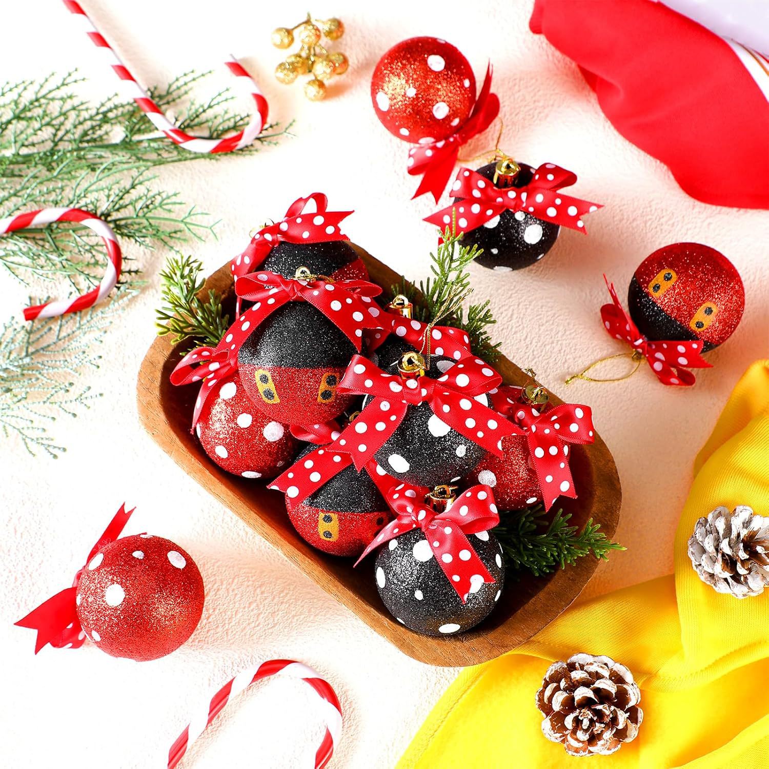 Nuevos productos transfronterizos puntos de onda de oro negro más arco set de Navidad escenario de Navidad árbol de Navidad colgar bolas image 4