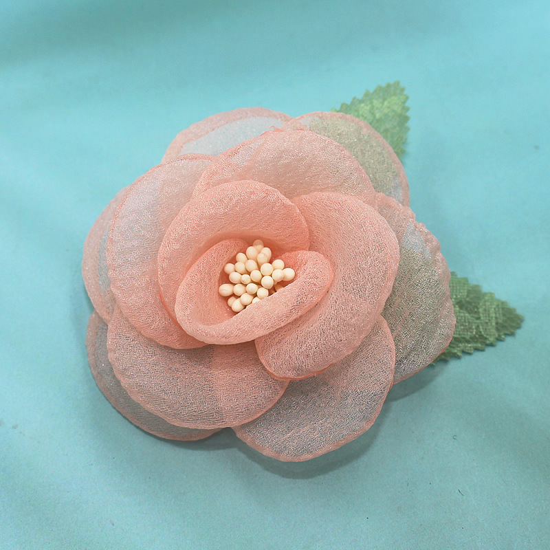 Blumen Camellia Brosche Mit Verbrannten Rändern, Corsage Anstecker_voghion.com