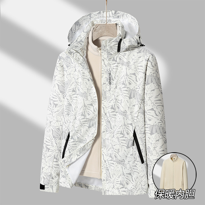 Otoño y invierno pareja de terciopelo grueso agitado chaqueta casual de terciopelo hombre y mujer cuello vertical chaqueta de terciopelo 3 en 1 chaqueta de asalto