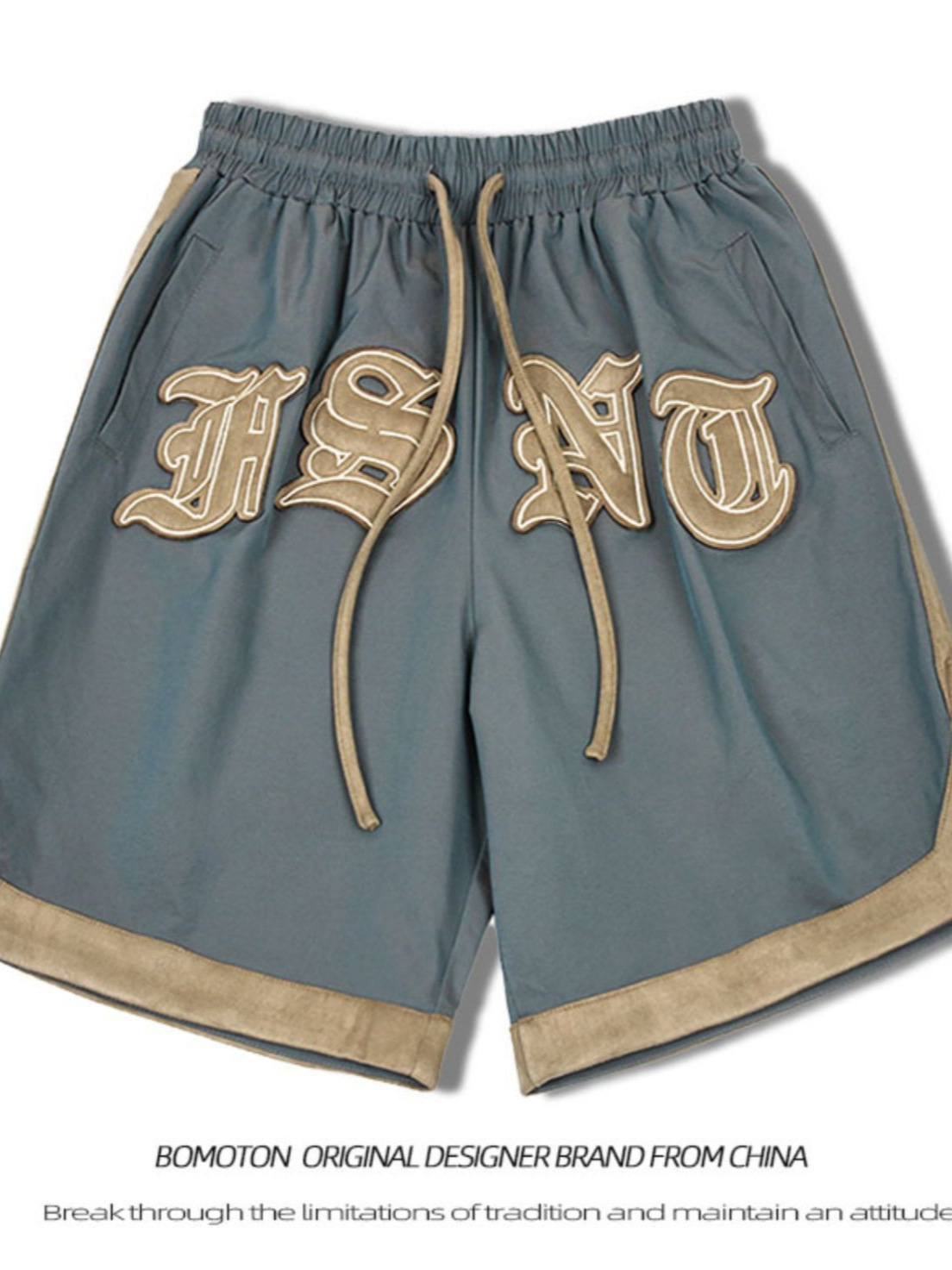 Marca de moda callejera europea y americana 2024 primavera y verano nuevo producto ligero camaleón contraste color bordado moda deportes casual pantalones cortos hombres