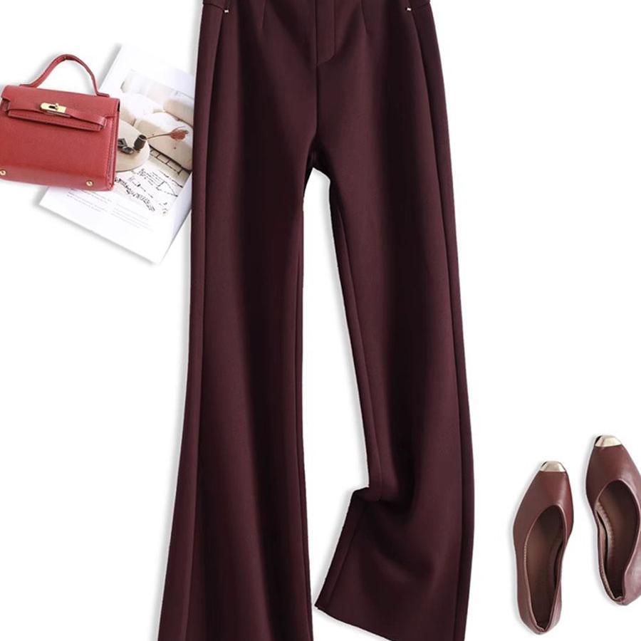 Shenzhen 25 New Nanyou Women's European-made Women's Loose High Waist Slimming Slim-fit Simple Casual Micro-horn Suit Pants for Women