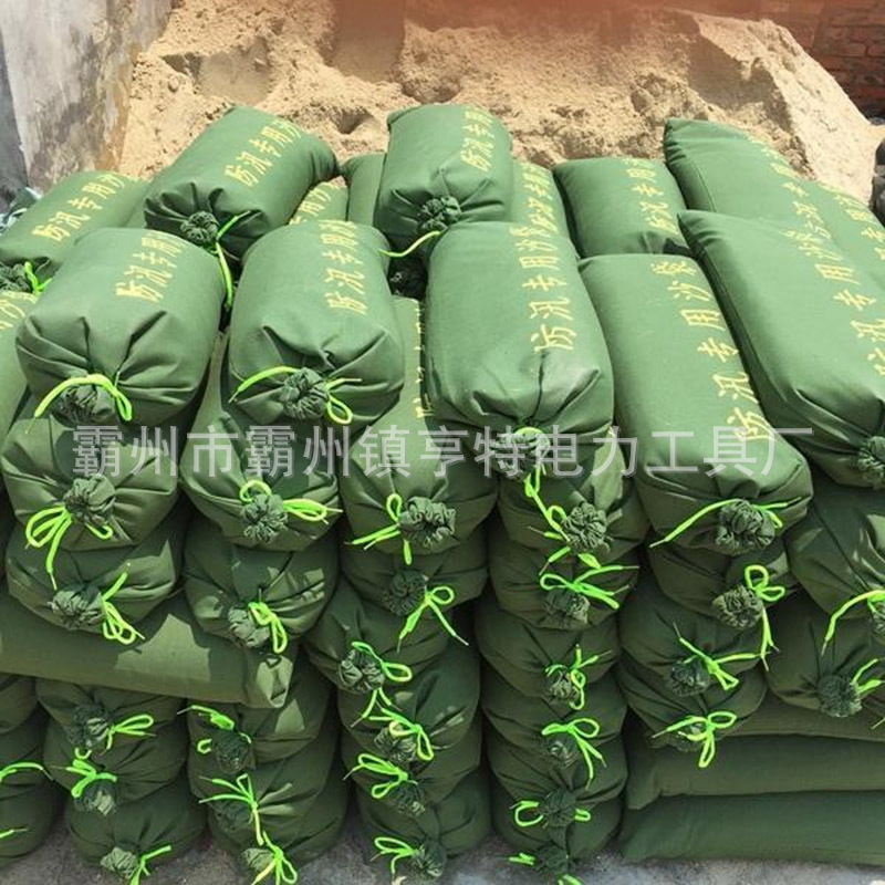 帆布抽绳有机硅小防汛沙袋挡水应急有机硅帆布沙包抗洪消防沙袋