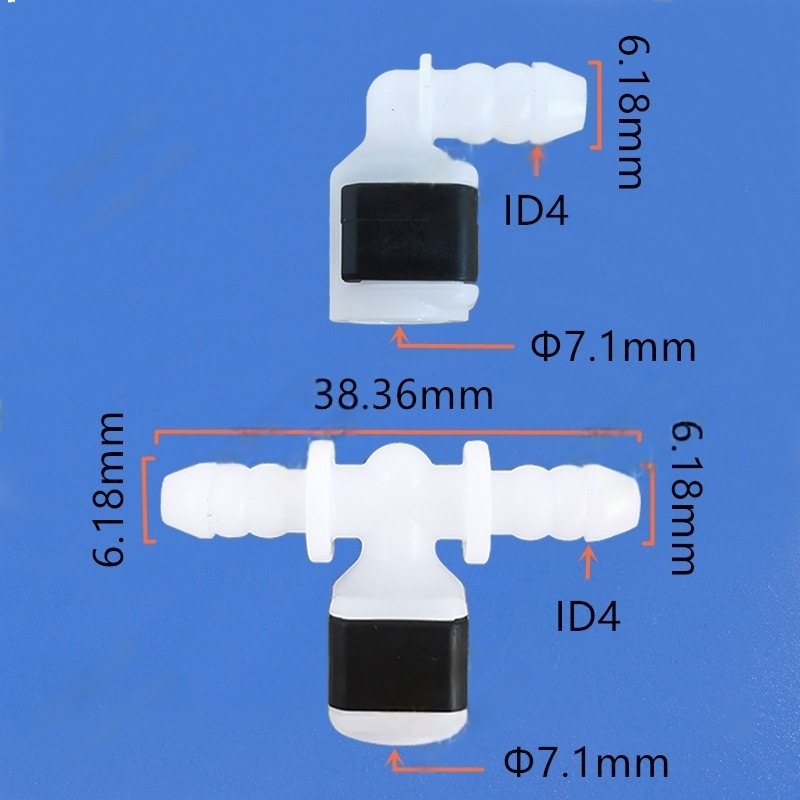 7.1mm ID4 헤드라이트 세척 커넥터 플라스틱 흰색 T자형 L자형 양방향 와이퍼 스프레이 병 3방향 커넥터