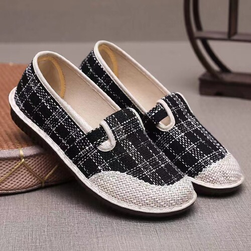 Fisherman's Shoes  Spring Slip-On Soft Sole Mom's Shoes Breathable Old Beijing Cloth Shoes Linen Straw Casual Women's Shoes