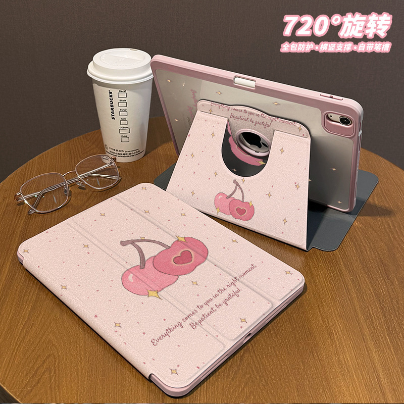 【Label 720 ° Rotate] Cute Graffiti Suitable for iPad Pro Tablet Protective Cover 2017/18 Models 9Th Generation